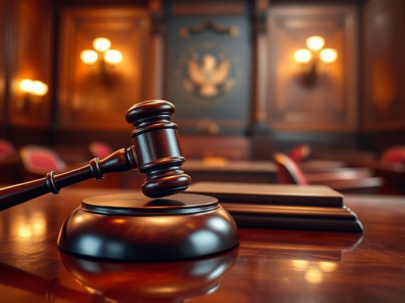 Judge's gavel in a courtroom