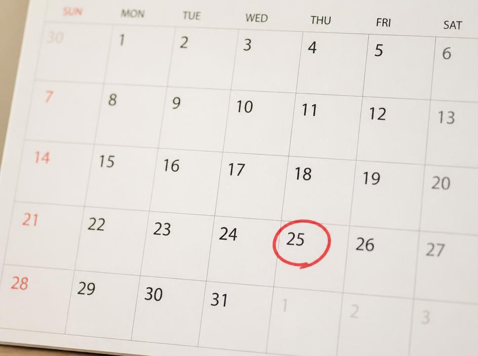 Calendar with a court deadline circled